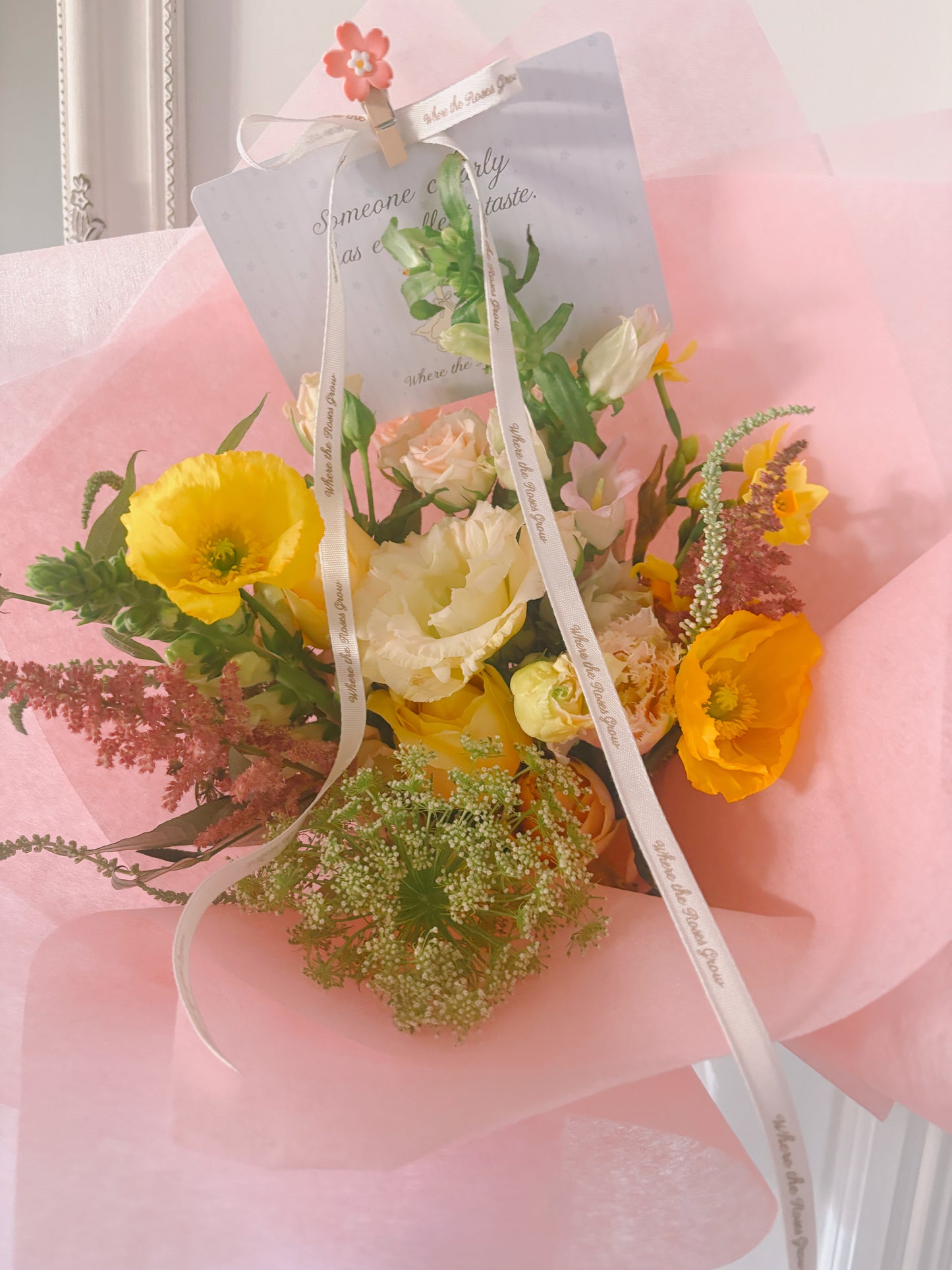 The Poppy - Sunshine yellow, cream and peach
